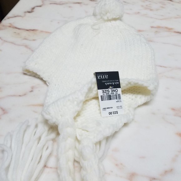 a.n.a A New Approach Ivory Knit Hat with Braids - Picture 2 of 3